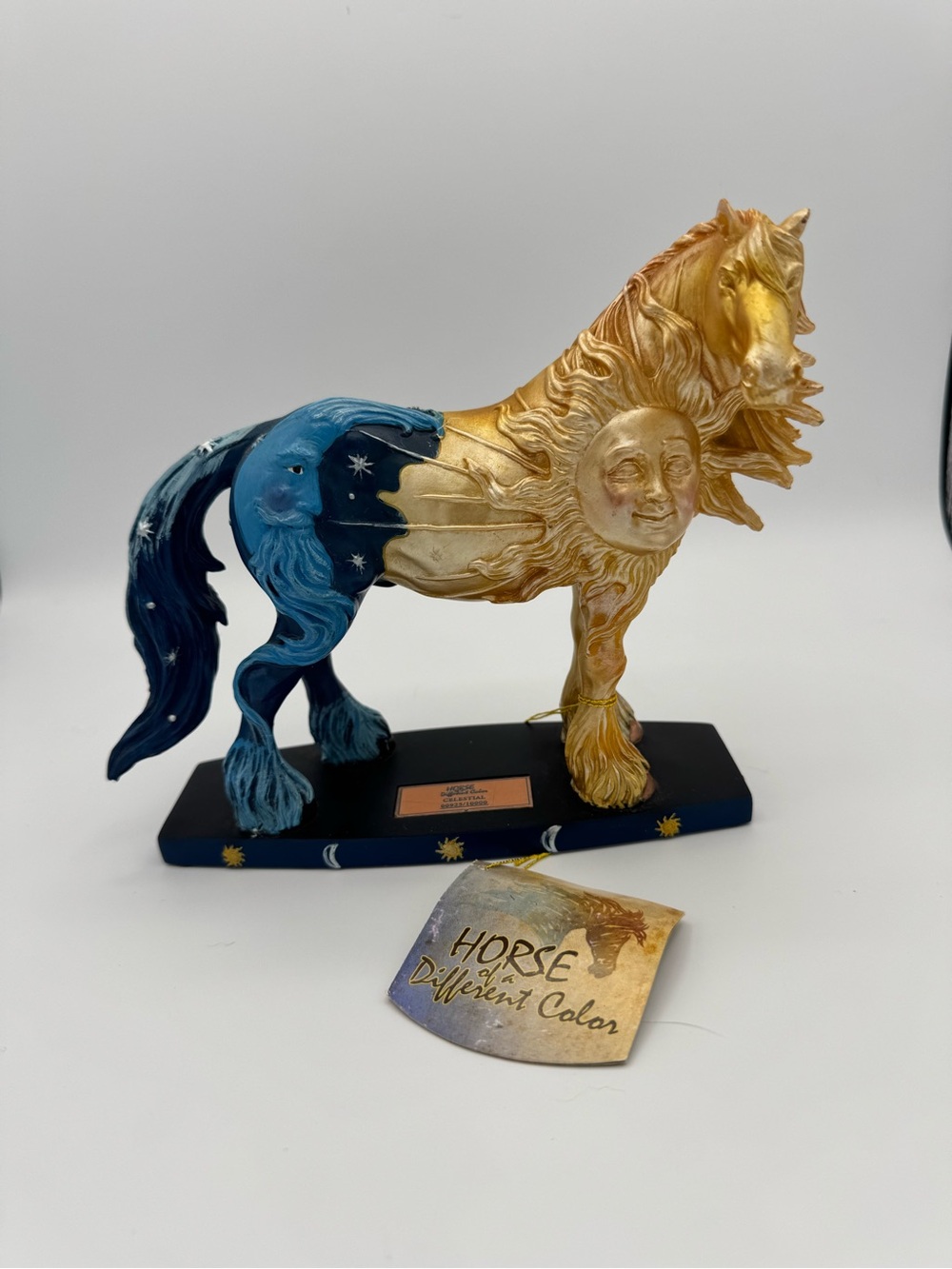 Sun n Moon Celestial Horse Figurine - Blue and Gold